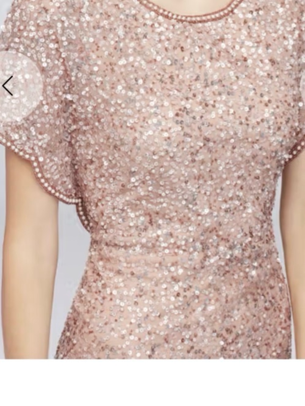Adrianna Papell Rose Gold Beaded Flutter Sleeve Scoopnevk Sheath Dress - Picture 5 of 13